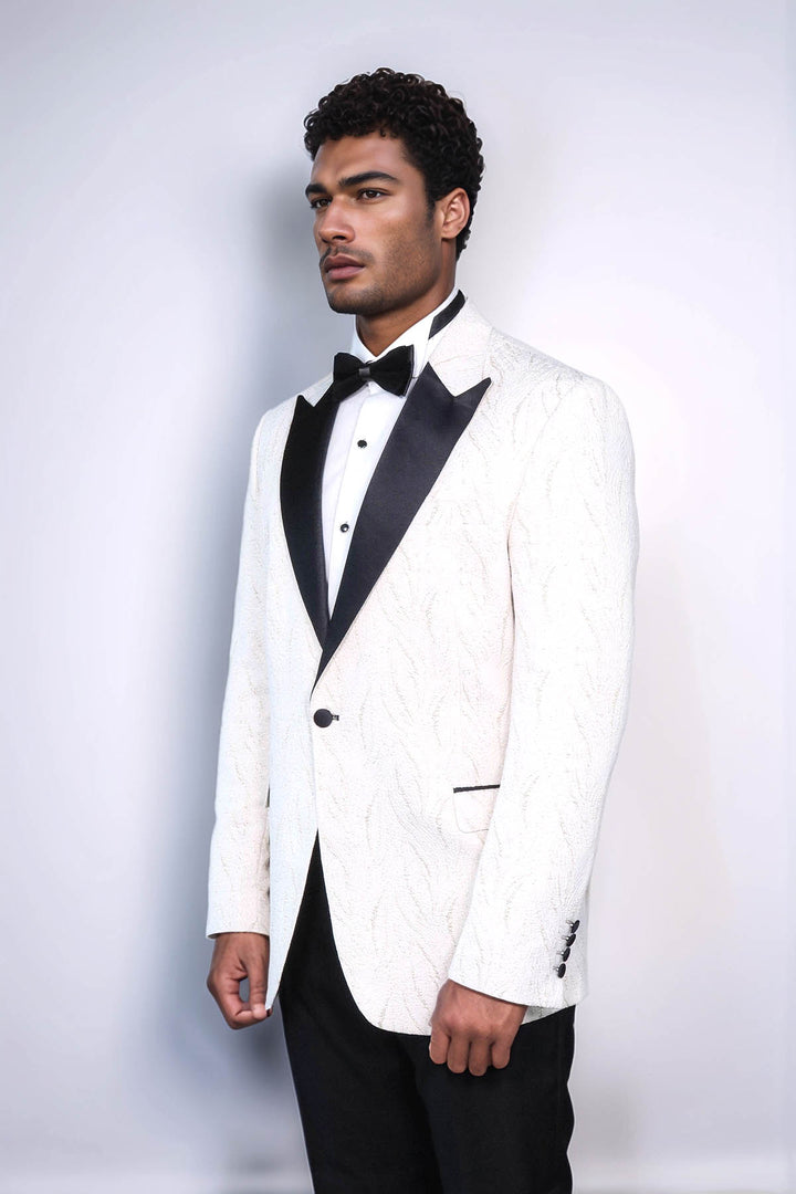 Blazer de bal homme blanc brillant à motifs - Wessi