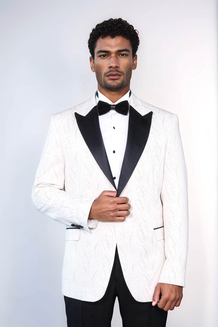 Blazer de bal homme blanc brillant à motifs - Wessi