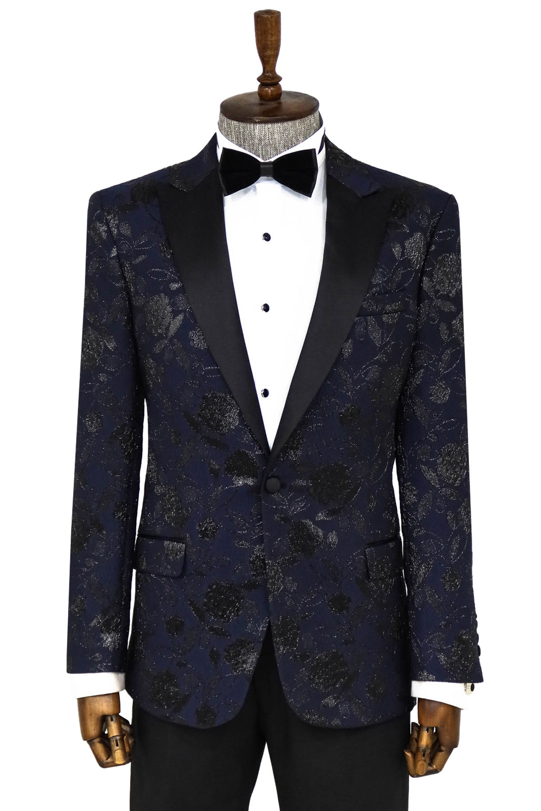Blazer de bal homme bleu marine à motifs floraux - Wessi
