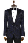 Blazer da ballo da uomo blu navy con motivi floreali - Wessi