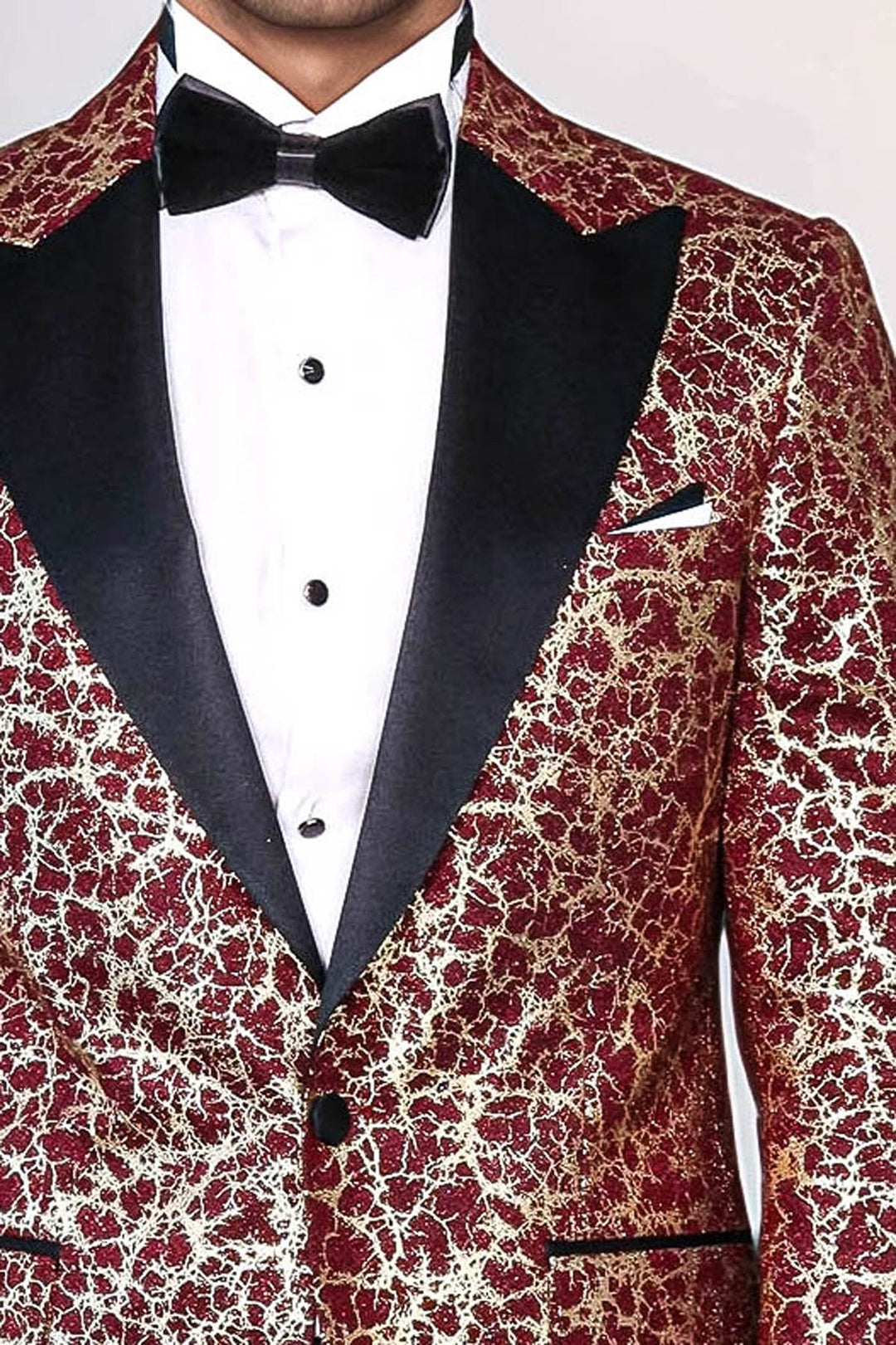 Blazer de bal pour hommes bordeaux à revers en pointe à motif racine - Wessi