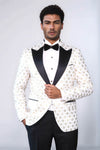 Blazer de bal blanc à revers en pointe à motifs floraux pour hommes - Wessi