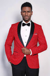 Blazer de graduación para hombre rojo con estampado de lunares y corte slim - Wessi