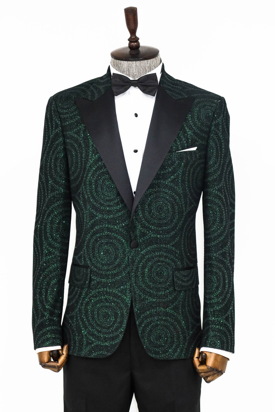 Blazer da ballo da uomo verde slim fit con risvolto a lancia modello Hypnose - Wessi