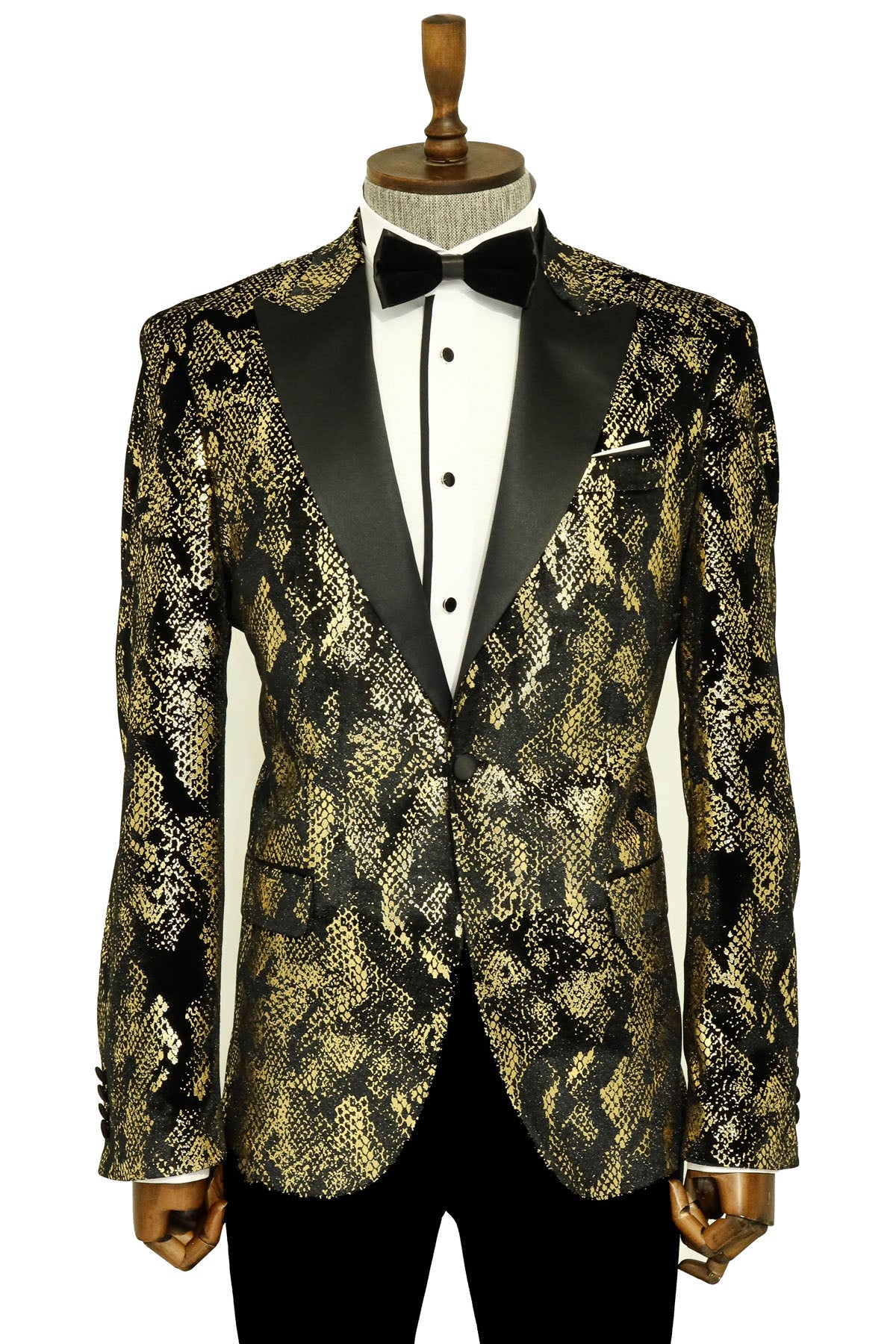 Mens Prom Blazer - White ~ Gold Blazer For Homecoming main image 1