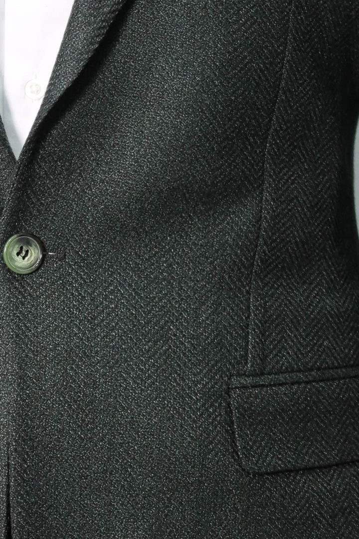 بليزر رجالي أخضر داكن منقوش بقصة ضيقة - ويسي