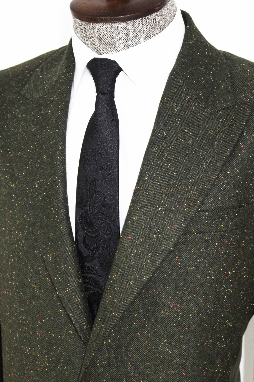 Houndstooth Pattern Wool Green Men Blazer  and Trousers Combination- Wessi