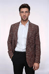 Спортивный коричневый мужской пиджак приталенного кроя с рисунком - Wessi