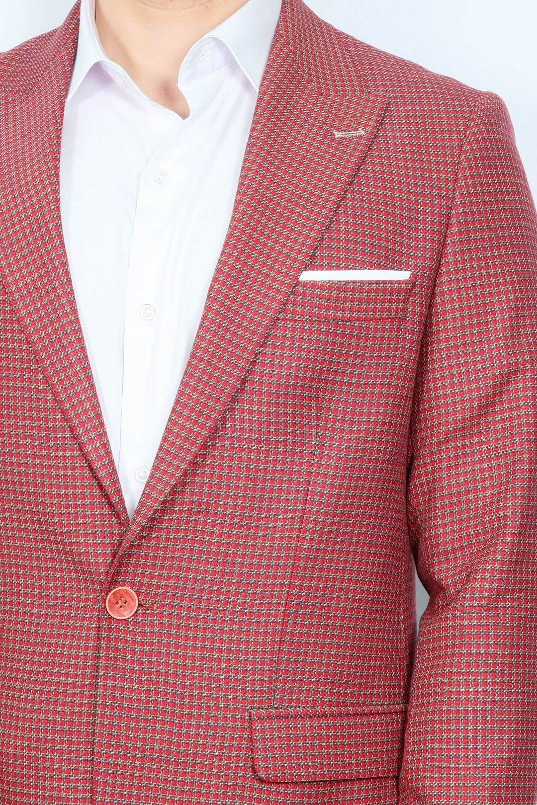 بليزر أحمر كلاريت منقوش بقصة ضيقة - ويسي