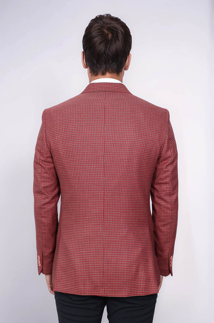 بليزر أحمر كلاريت منقوش بقصة ضيقة - ويسي