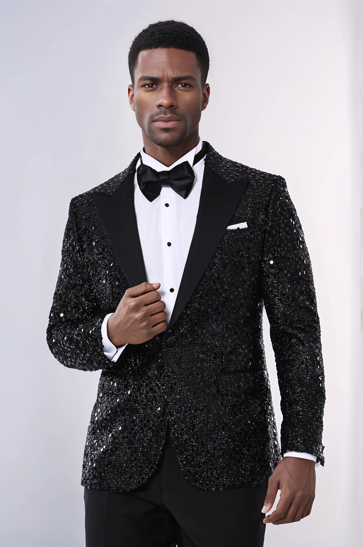 Черный блейзер для вечеринки с пайетками | Весс
