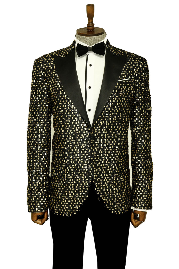 Smoked Sparkly Patterned Party Blazer and Trousers Combination Wessi