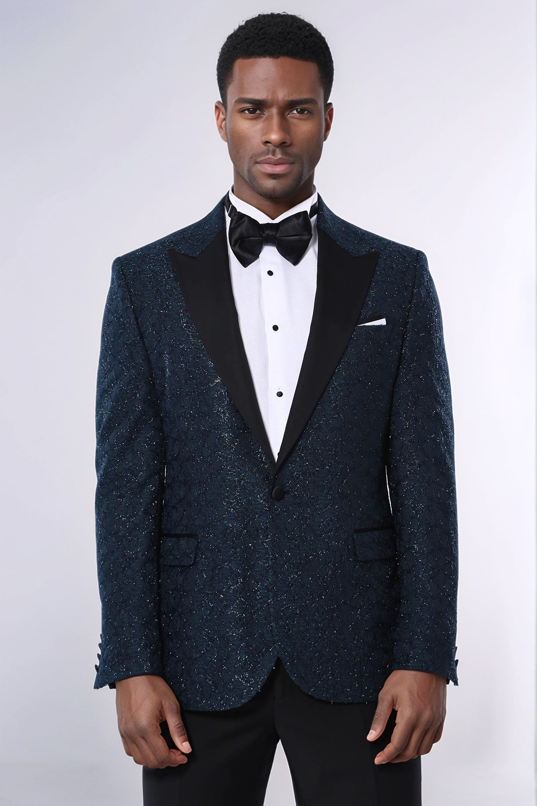 Blazer da ballo da uomo verde con motivo glitterato - Wessi