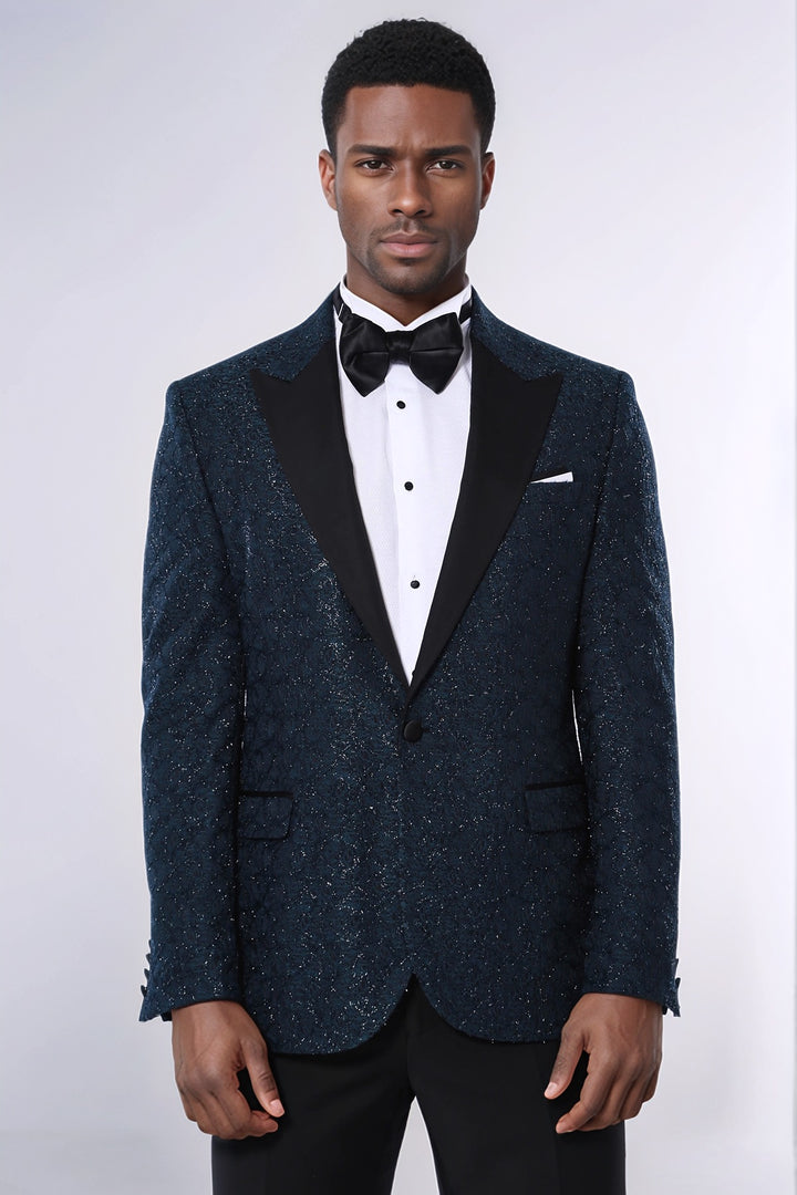 Blazer da ballo da uomo verde con motivo glitterato - Wessi
