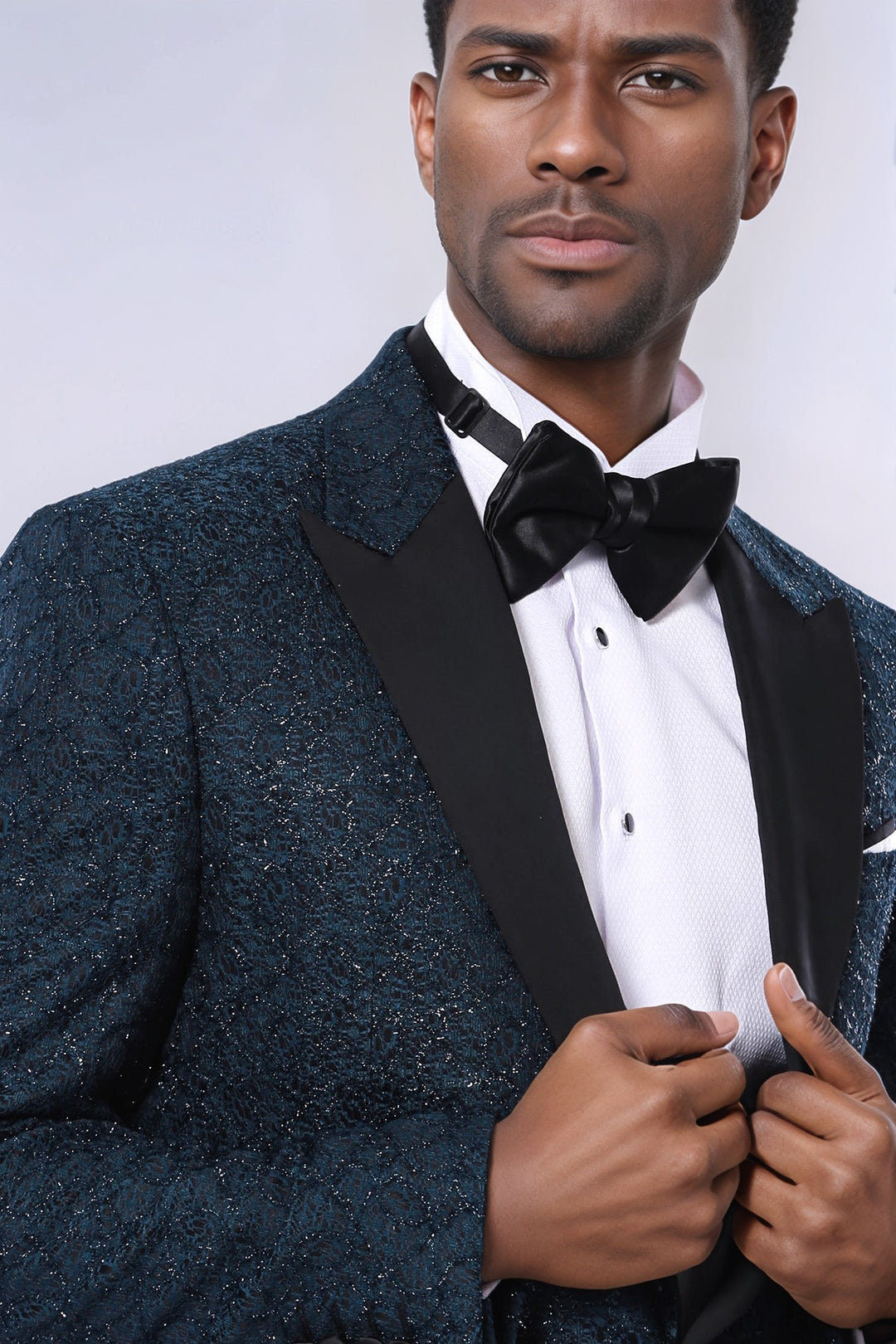 Blazer da ballo da uomo verde con motivo glitterato - Wessi