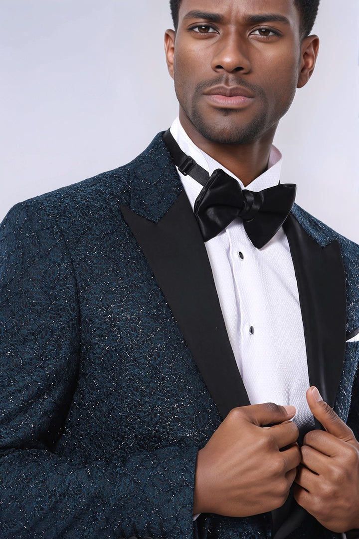 Blazer da ballo da uomo verde con motivo glitterato - Wessi