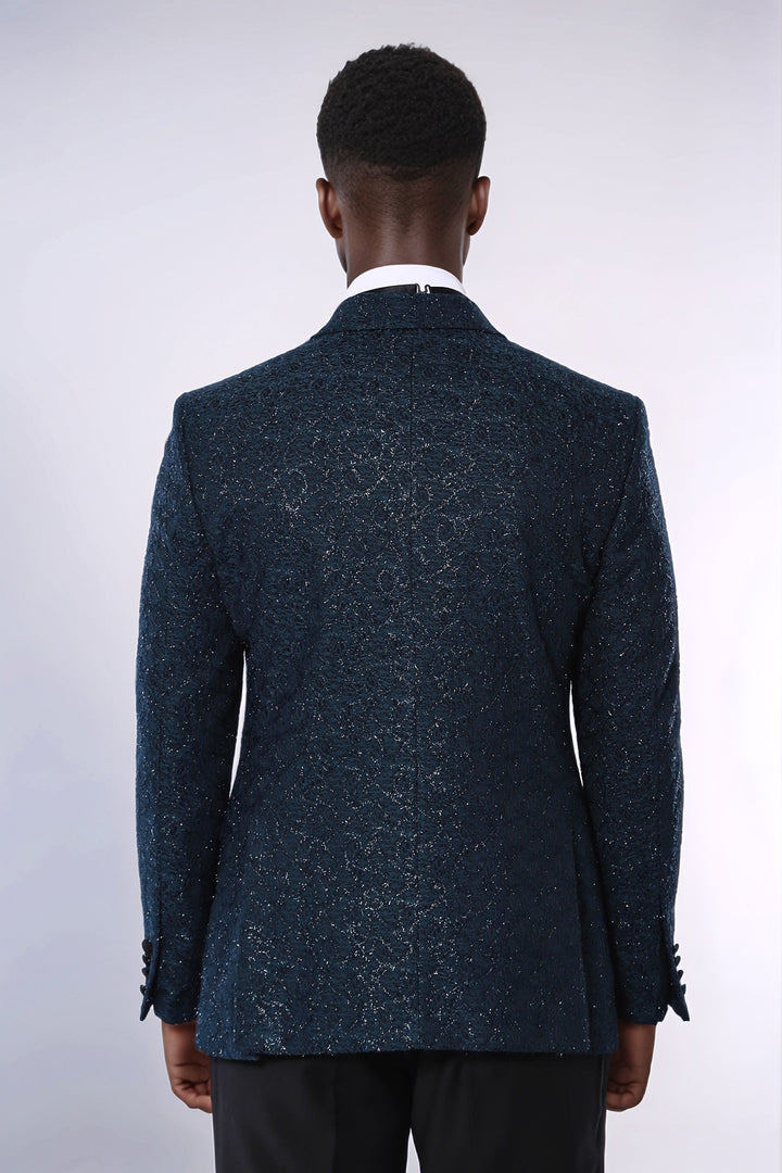 Blazer da ballo da uomo verde con motivo glitterato - Wessi