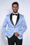 Shawl Lapel Sky Blue Men Wedding Groom Blazer - Wessi