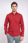 Plain Slim Fit Claret Red Men Shirt - Wessi