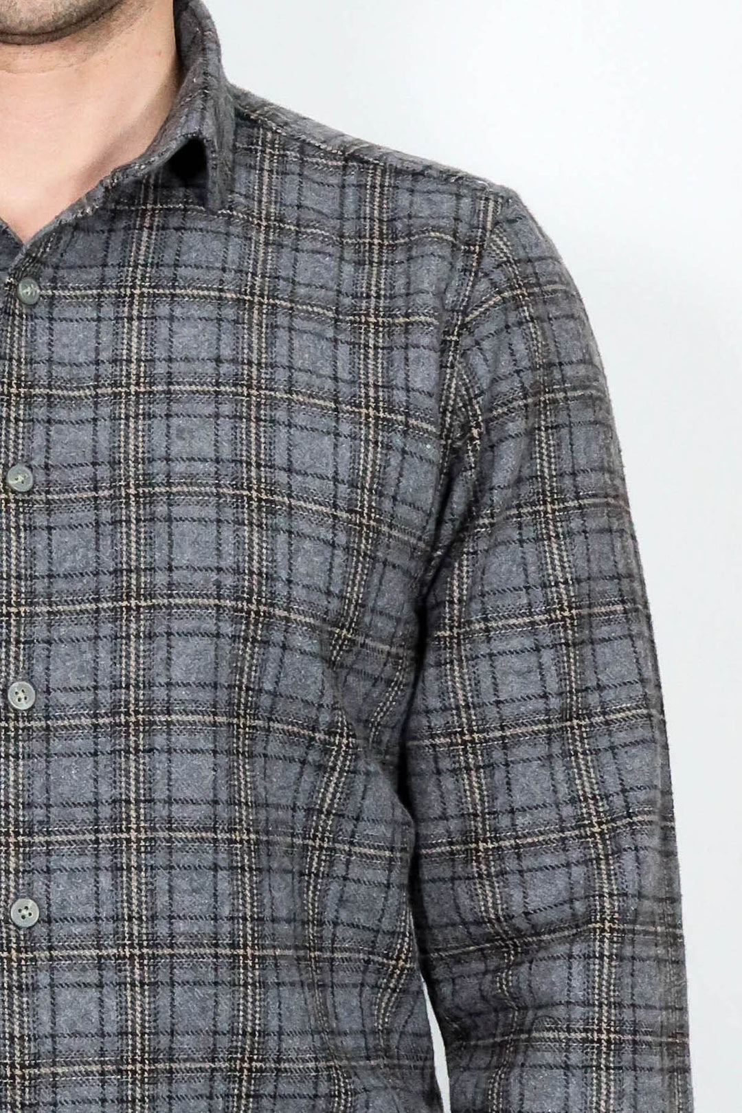 قميص حطاب منقوش باللون الرمادي الداكن للرجال - ويسي