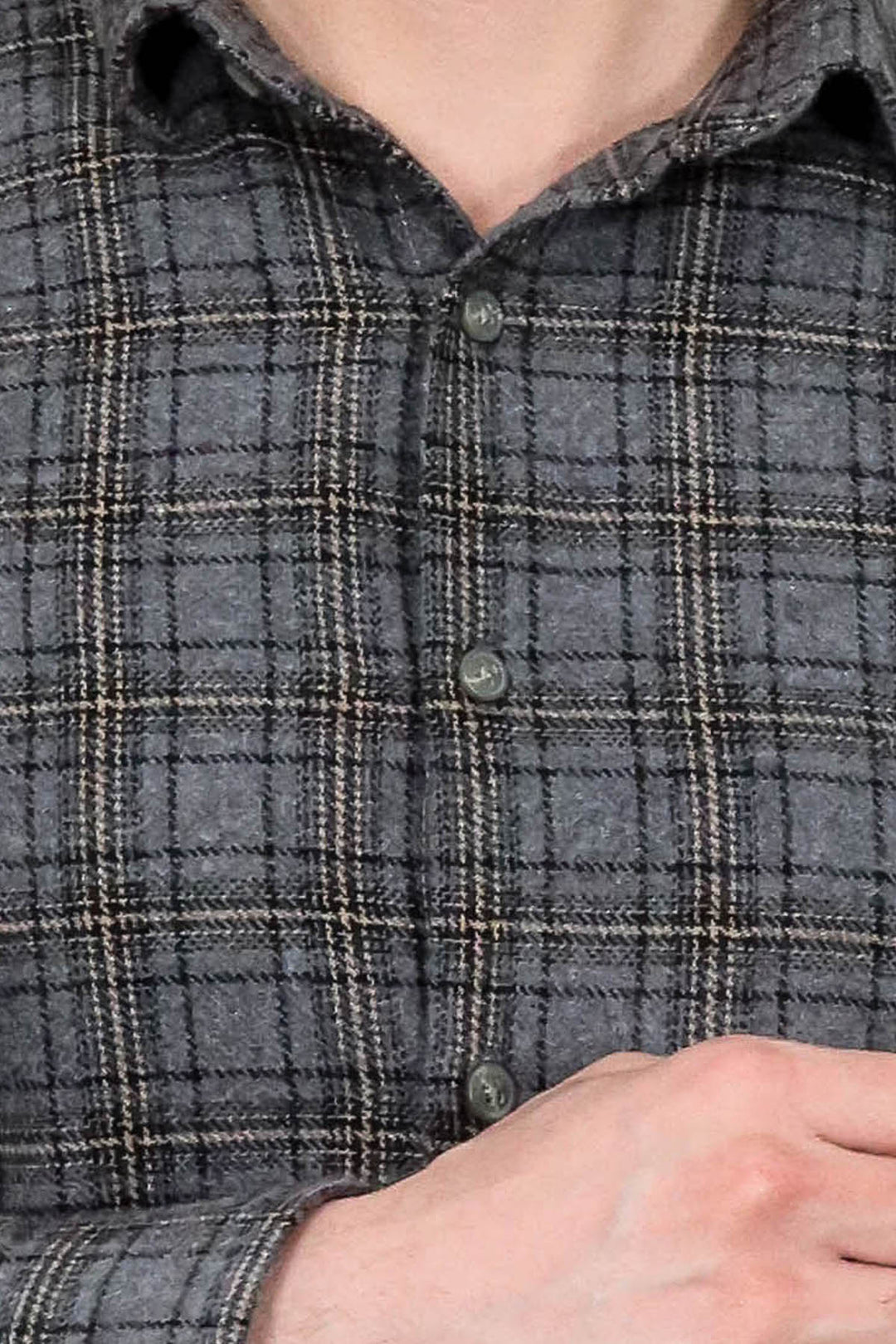 قميص حطاب منقوش باللون الرمادي الداكن للرجال - ويسي