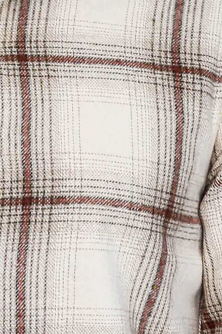 قميص حطاب منقوش باللون البني الفاتح للرجال - ويسي