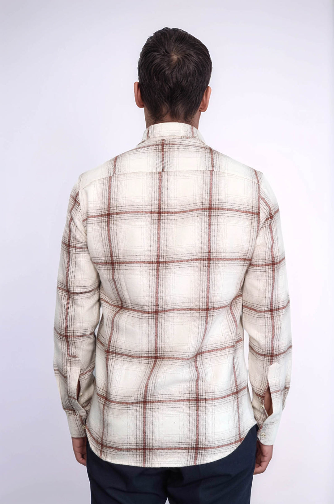 قميص حطاب منقوش باللون البني الفاتح للرجال - ويسي