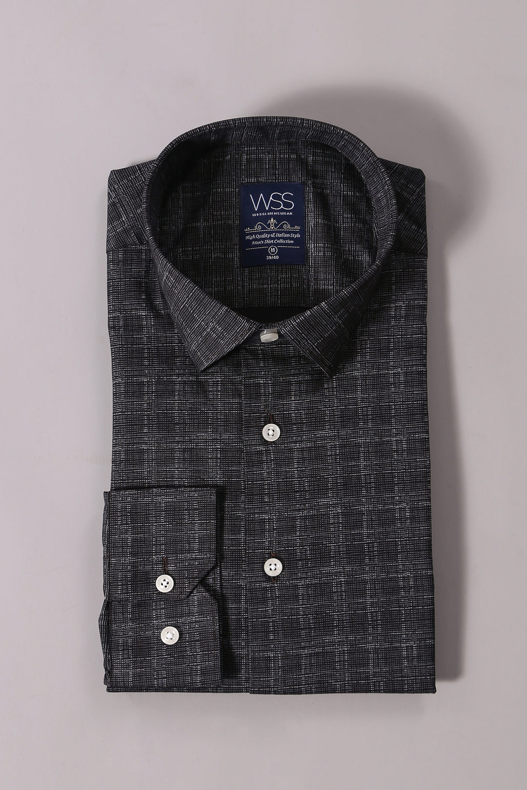Camicia nera con motivo a quadri | Wessi - Wessi