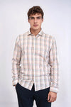 Camisa de cuadros beige de corte entallado | Wessi - Wessi