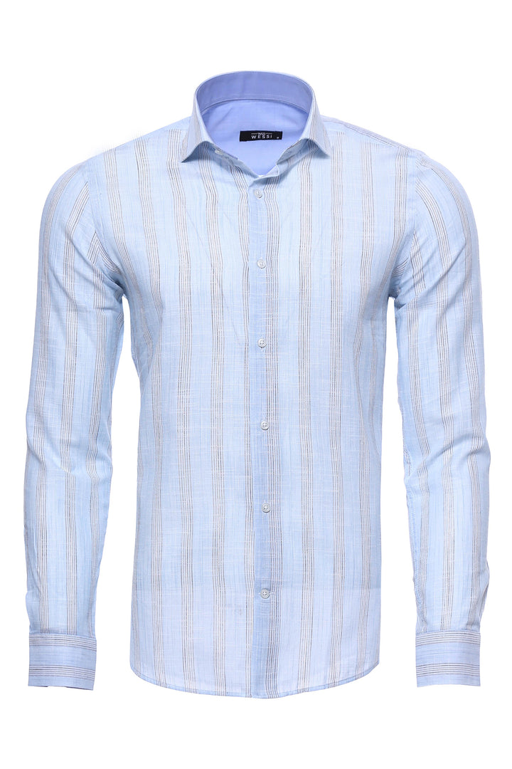 Camisa de hombre a rayas azul cielo | wess