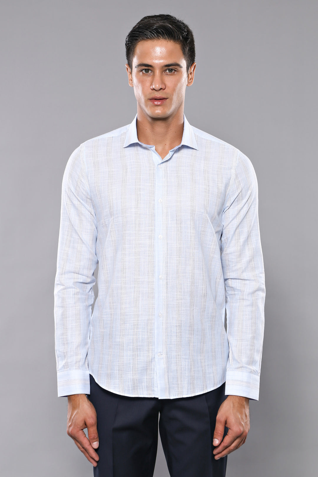 Camisa de hombre a rayas azul cielo | wess