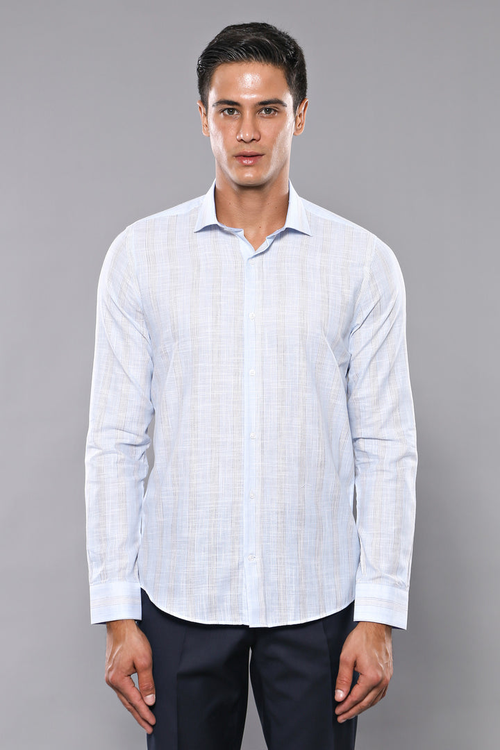 Camisa de hombre a rayas azul cielo | wess