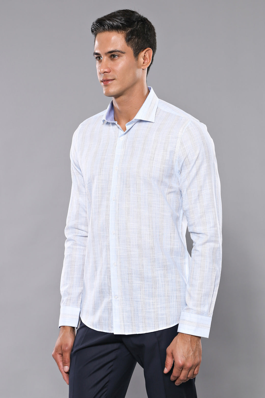 Camisa de hombre a rayas azul cielo | wess