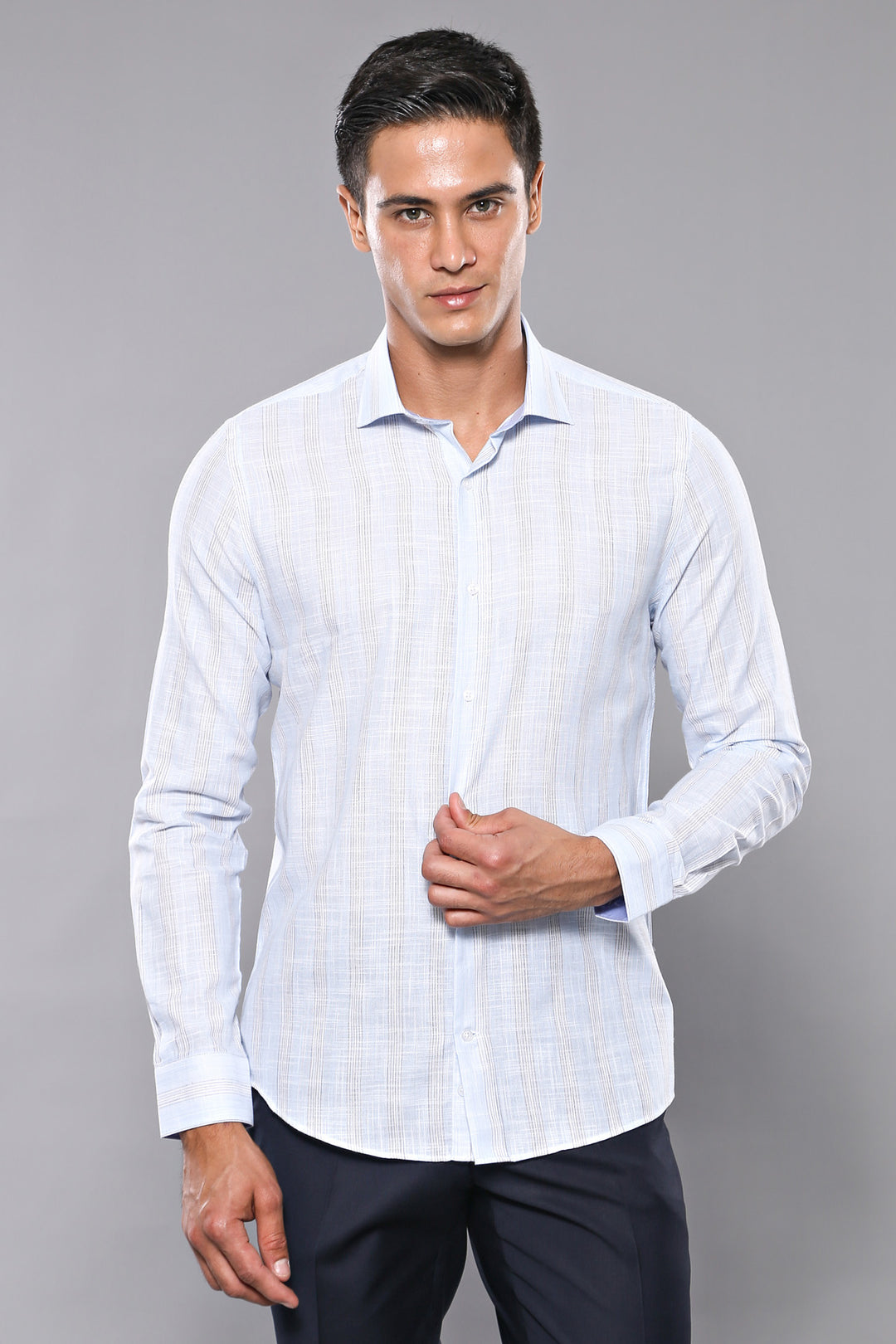 Camisa de hombre a rayas azul cielo | wess