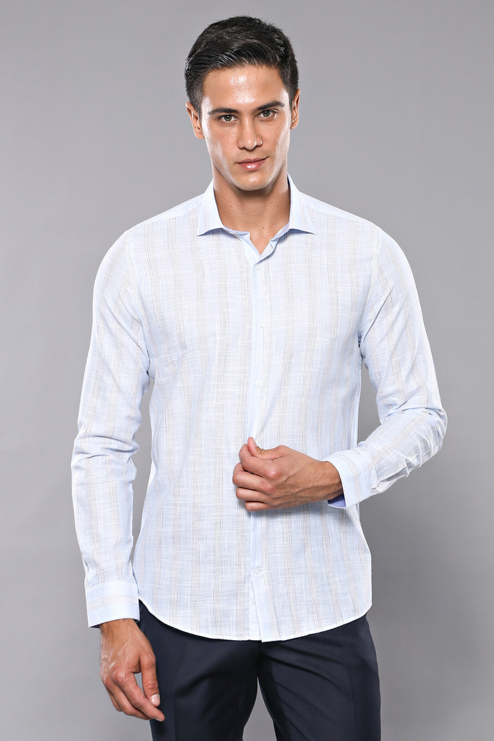 Camisa de hombre a rayas azul cielo | wess