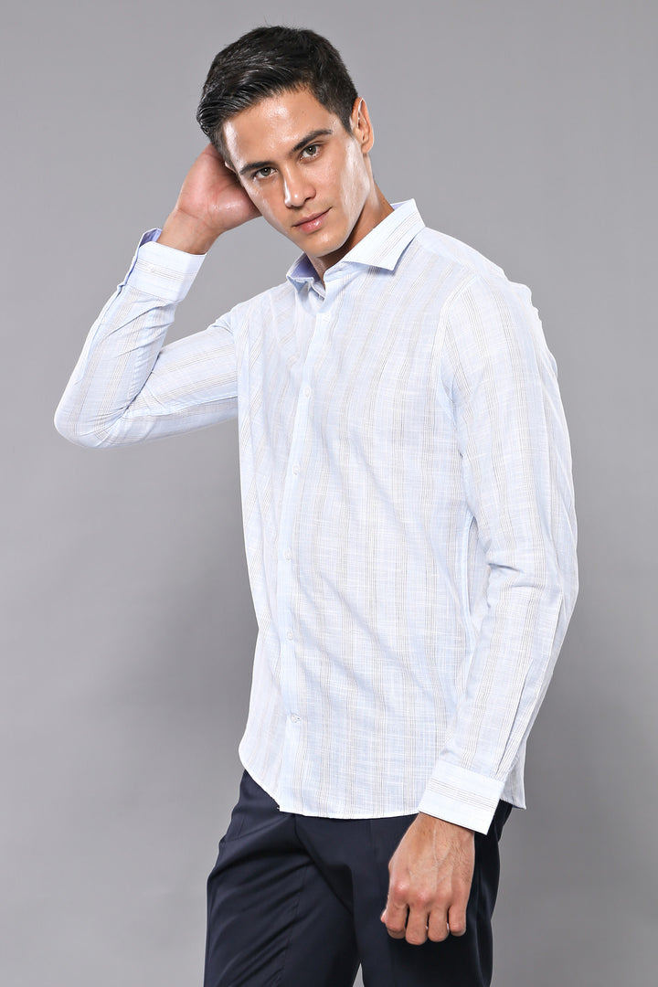 Camisa de hombre a rayas azul cielo | wess