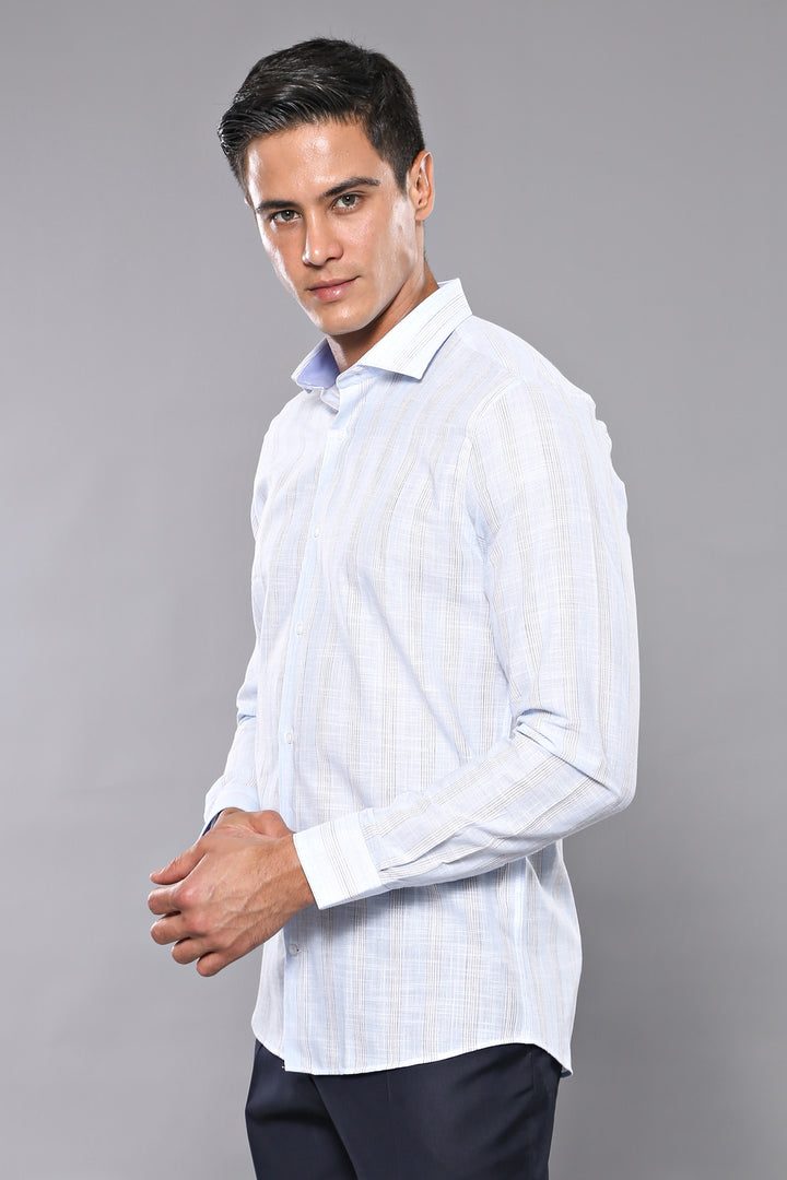 Camisa de hombre a rayas azul cielo | wess