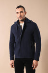 Manteau Homme Bleu à Capuche et Manches Zippées - Wessi