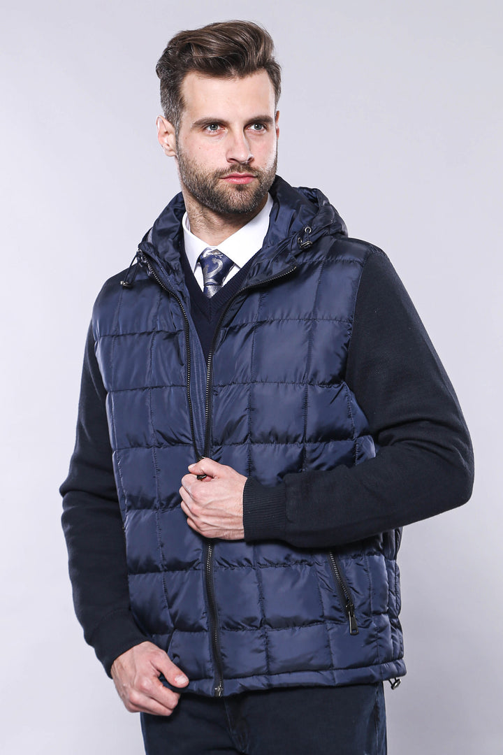 Hooded Navy Blue Coat Jacket | Wessi