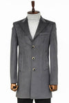 Cappotto da uomo lungo grigio slim fit in pelle scamosciata - Wessi