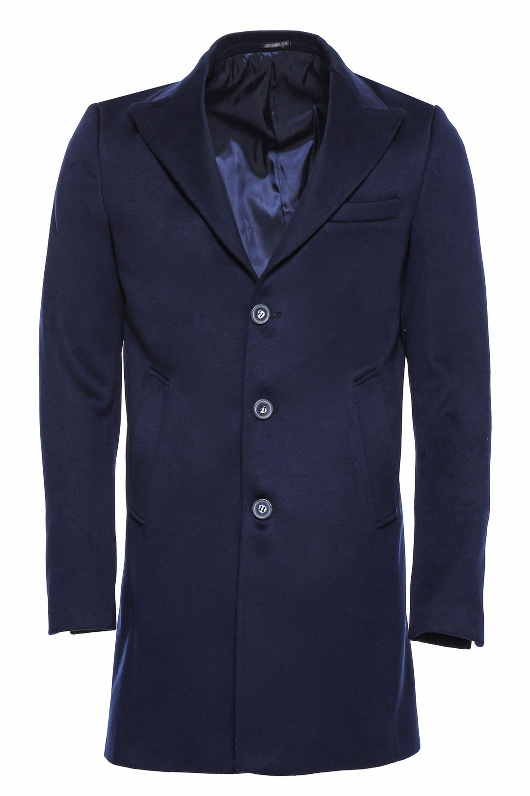 Manteau Homme Bleu Marine à Large Col Pointu Au Genou - Wessi