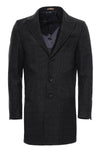 Manteau Homme Anthracite Coupe Slim Rayé à Revers Larges - Wessi
