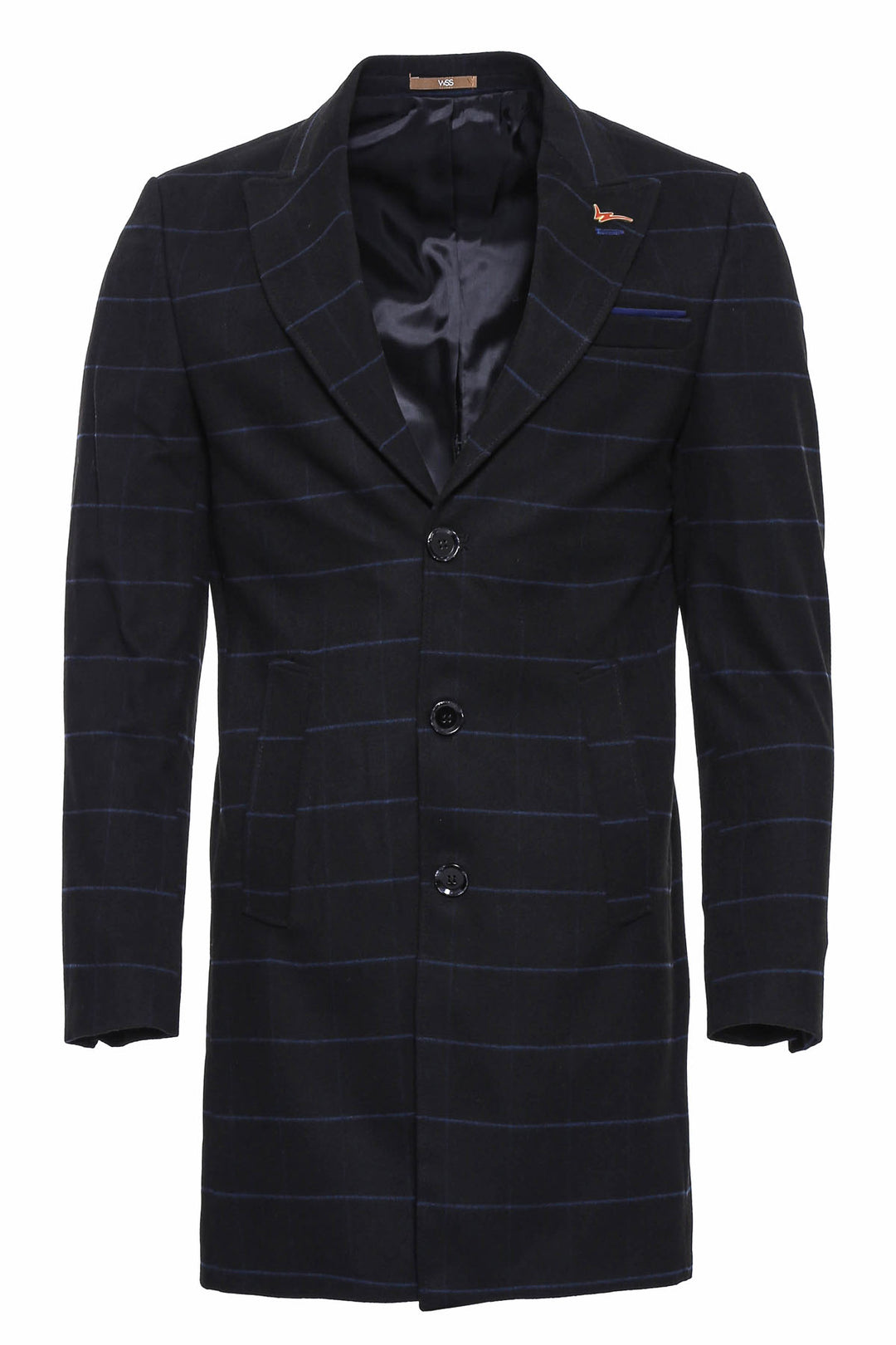 Cappotto da uomo nero con colletto a punta ampia - Wessi