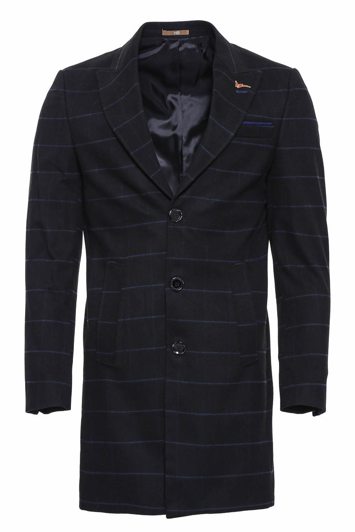 Cappotto da uomo nero con colletto a punta ampia - Wessi