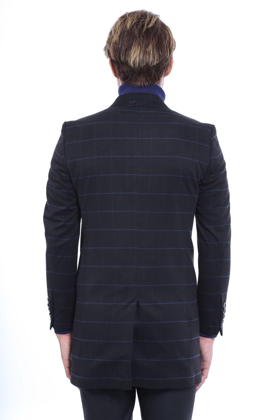 Cappotto da uomo nero con colletto a punta ampia - Wessi