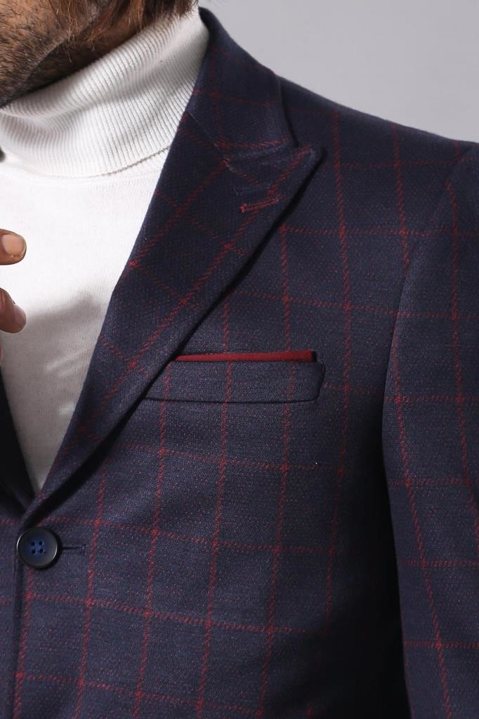 Cappotto da uomo blu navy a quadri - Wessi