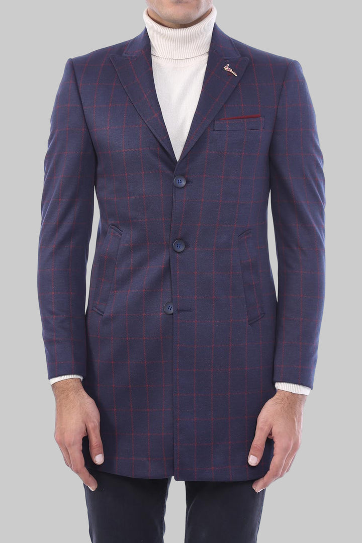 Cappotto da uomo blu navy a quadri - Wessi