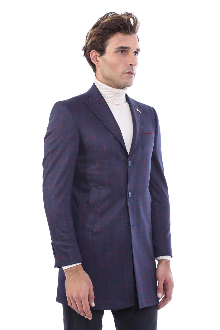 Cappotto da uomo blu navy a quadri - Wessi