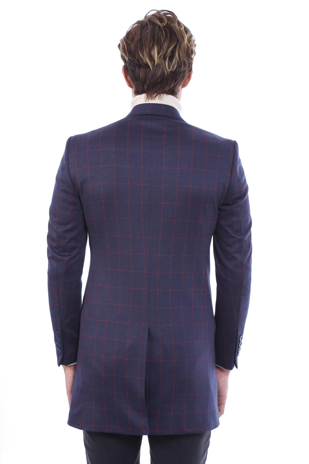 Cappotto da uomo blu navy a quadri - Wessi