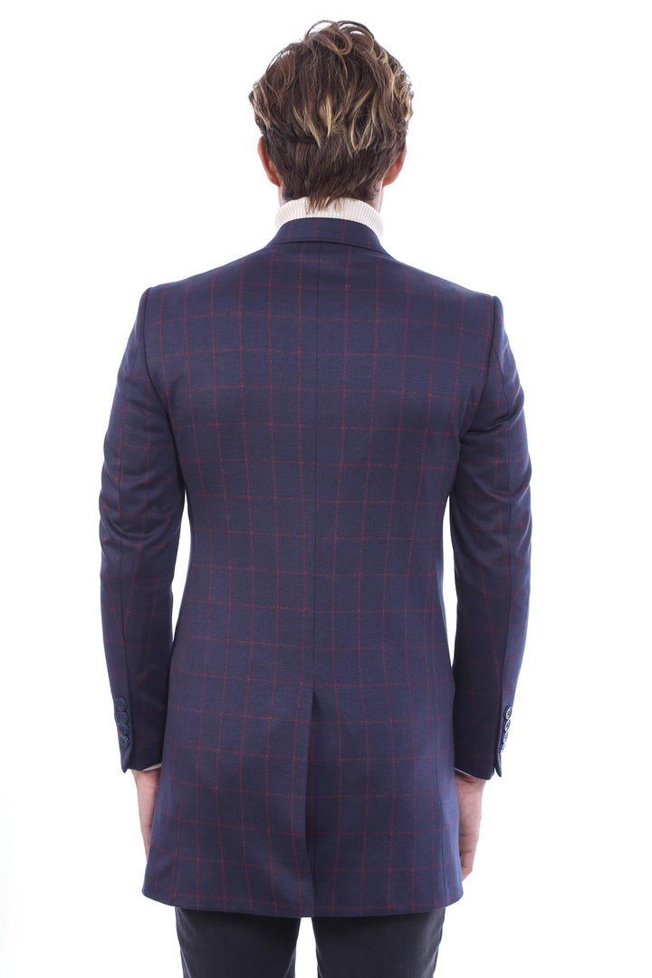 Cappotto da uomo blu navy a quadri - Wessi